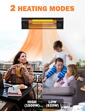 Load image into Gallery viewer, Electric Patio Heater, 1500W Garage Heater w/Remote Control 9H Timer, 3S Fast Heating Outdoor Heater for Patio, w/Tip-Over &amp; Overheating Protection, Waterproof Wall-Mounted/Freestanding Heater
