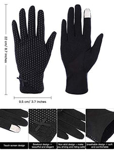 3 Pairs Women Sun Protective Gloves UV Protection Sunblock Gloves Touchscreen Gloves for Summer Driving Riding (Color Set 1)