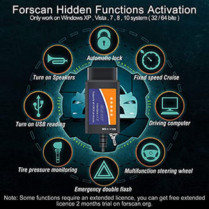 FORScan ELM327 OBD2 USB Adapter for Windows, Diagnostic Coding Tool with MS-CAN/HS-CAN Switch for Ford Lincoln Mazda Mercury Series Vehicles