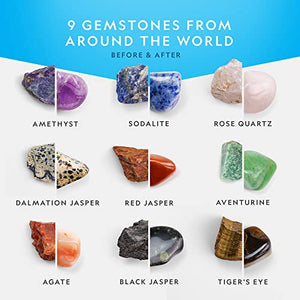 NATIONAL GEOGRAPHIC Hobby Rock Tumbler Kit - Includes Rough Gemstones, 4 Polishing Grits, Jewelry Fastenings, Learning Guide, Great Stem Science Kit