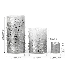 Load image into Gallery viewer, Furora LIGHTING Silver Glitter Flameless Candles Battery Operated, Remote Controlled Pillar Candles and Votive Candles Bundle with 4 Pack Silver Taper Candles with Timer for Christmas Table Decoration
