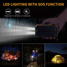 Load image into Gallery viewer, Solar Charger 20000mAh YOESOID Portable Solar Power Bank External Backup Battery Pack Waterproof Solar Phone Charger with Dual USB Ports 2 LED Light Carabiner and Compass for Smartphones
