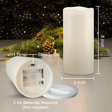 Load image into Gallery viewer, Homemory 8&quot; x 4&quot; Waterproof Outdoor Flameless Candles - Battery Operated Flickering LED Pillar Candles for Indoor Outdoor Lanterns, Long Lasting, Large, Set of 2
