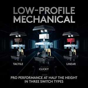 Logitech G915 TKL Tenkeyless Lightspeed Wireless RGB Mechanical Gaming Keyboard, Low Profile Switch Options, LIGHTSYNC RGB, Advanced Wireless and Bluetooth Support - Clicky, Black