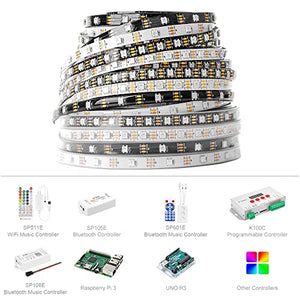 BTF-LIGHTING WS2812B RGB 5050SMD Individual Addressable 16.4FT 60Pixels/m 300Pixels Flexible Black PCB Full Color LED Pixel Strip Dream Color IP30 Non-Waterproof Making LED Screen LED Wall Only DC5V