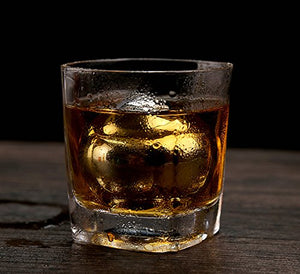 Whiteswallow Reusable Stainless Steel Ice Cube Metal Whiskey Stones Ball for Drinks Set of 4