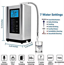Load image into Gallery viewer, AGWIM AquaGreen Alkaline Water Ionizer Machine AG7.0, Home Water Filtration System, Produces pH 3.5-10.5 Alkaline Water, 7 Water Settings, Up to -570mV ORP, 8000L, Silver

