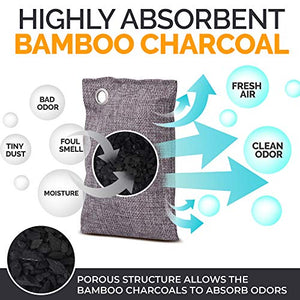 Vergali Nature Fresh Bamboo Charcoal Air Purifying Bags 10 x 100g Pack. Activated Natural Home Odor Absorber,Deodorizer and Moisture Eliminator for Closet, Shoe, Car, large Room. Pet Safe