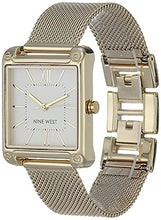 Load image into Gallery viewer, Nine West Women's Japanese Quartz Dress Watch with Stainless Steel Strap, Gold, 18 (Model: NW/2090CHGB)
