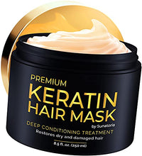 Load image into Gallery viewer, Premium Keratin Hair Mask - Professional Treatment for Hair Repair, Nourishment &amp; Beauty - Hair Mask - Vitamin Complex for All Hair Types - with Omega 3, 9, Vitamin E - Protein Nourishment Mask
