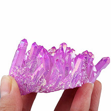 Load image into Gallery viewer, mookaitedecor Titanium Coated Natural Rock Crystal Cluster Geode Stone Specimen, Light Purple
