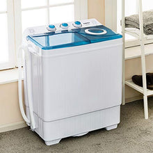 Load image into Gallery viewer, KUPPET Compact Twin Tub Portable Mini Washing Machine 26lbs Capacity, Washer(18lbs)&amp;Spiner(8lbs)/Built-in Drain Pump/Semi-Automatic (White&amp;Blue)
