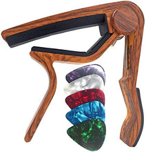 Load image into Gallery viewer, WINGO Guitar Capo for Acoustic and Electric Guitars - Rosewood with 5 Picks

