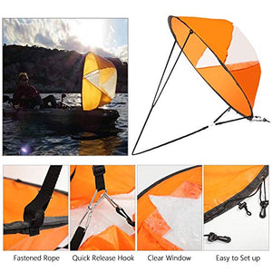 VGEBY Wind Sail, 42inch Kayak Sail Foldable Wind Paddle Adventure Sail Fold-able Downwind Sail for Kayaks, Canoes, Inflatable Boats, Paddle Board