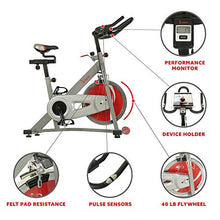 Load image into Gallery viewer, Sunny Health &amp; Fitness Pro II Indoor Cycling Bike with Device Mount and Advanced Display – SF-B1995, Silver
