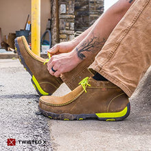 Load image into Gallery viewer, Twisted X Men's Steel Toe Chukka Driving Moc - Handcrafted Leather Safety Toe Shoes with Slip Resistant Outsole - Comfortable, Durable, and Stylish Lace-Up Boots, Distressed Saddle &amp; Yellow, 8.5 M
