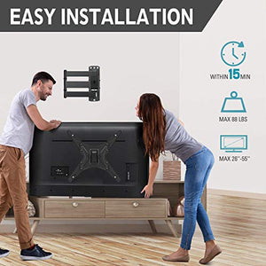 MOUNTUP TV Wall Mount, Full Motion Tilting TV Mount Bracket for Most 26-55 Inch Flat Curved TVs with Articulating Arms, Wall Mount TV Bracket with Max VESA 400X400mm and 88lbs, Fits Single Stud MU0014