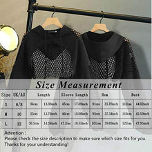Load image into Gallery viewer, Suillty Women's Sexy Fishnet See Through Long Sleeve Pullover Crop Top Hoodie Black
