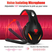 Load image into Gallery viewer, Stynice Gaming Headset for PC, PS4, Playstation 5, Xbox One, Laptop, Crystal Clear Sound Computer Gamer Headset with Noise Canceling Mic and LED Light - Lightweight Comfortable Gamer Headphone (Red)
