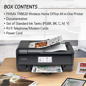 Canon TR8620 All-In-One Printer For Home Office | Copier |Scanner| Fax |Auto Document Feeder | Photo and Document Printing | Airprint (R) and Android Printing, Black