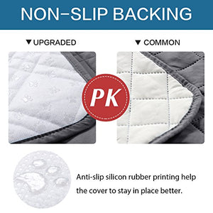 H.VERSAILTEX 100% Waterproof Sofa Protector Cover Couch Covers for Dogs / Pets | Sofa Covers for 3 Cushion Couch Leather Sofa Slipcovers with Non Slip Backing (Seat Width 68", Grey)