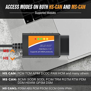 OBDMONSTER ELM327 FORScan OBD2 USB Adapter for Windows, ELMconfig Scanner with MS CAN/HS CAN Switch for F150 F250 Car and Light Truck, Diagnosis on Windows with V1.5 PIC18F25K80 Chip