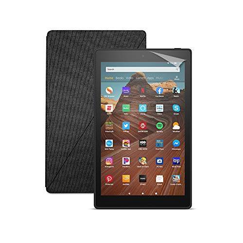 Fire HD 10 Tablet (32 GB, Black, Without Special Offers) + Amazon Standing Case (Charcoal Black) + Nupro Screen Protector (2-pack)