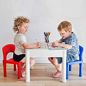 PlayBuild Kids 4 in 1 Play & Build Table Set for Indoor Activity, Outdoor Water Play, Toy Storage & Building Block Fun Includes 2 Toddler Chairs