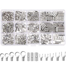 Load image into Gallery viewer, 480 Pcs Wire Gauge 22-16 16-14 12-10 Copper Ring Fork Terminals Tin Plated Non Insulated Electric Wire Connectors
