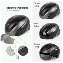 Load image into Gallery viewer, Shinmax Bike Helmet, Bicycle Helmet Men/Women CPSC Safety Standard with Detachable Magnetic Goggles Adjustable for Adult Road/Biking/Mountain Cycling Helmet BC-001 Bonus with Carrying Bag
