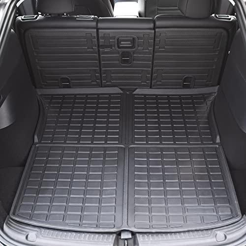 Load image into Gallery viewer, Xipoo Fit Tesla Model Y Trunk Mats Back Seat Protector All Weather TPE Backrest Mat for 2022 2021 2020 Tesla Model Y 5 Seater Accessories (Rear Trunk Backrest Mat+Rear Trunk Mat)
