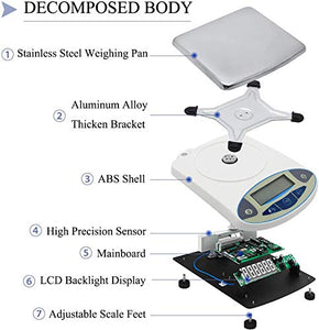 CGOLDENWALL High Precision Lab Analytical Electronic Balance Digital Precision Scale Laboratory Precision Weighing Electronic Scales Balance Jewelry Scales Gold Balance Kitchen Scales (5000g, 0.01g)
