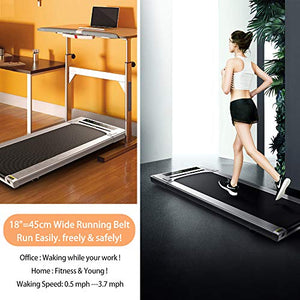RHYTHM FUN Treadmill Under Desk Treadmill Potable Walking Pad Folding Treadmill with Wide Tread Belt Slim Mini Quiet Motorized Running Treadmill with Smart Remote and Workout App for Home and Office