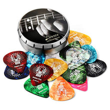 Load image into Gallery viewer, Donner Celluloid Guitar Picks 16 Pack with Tin Box includes Thin, Medium, Heavy &amp; Extra Heavy Picks, for Acoustic Guitar Electric Guitar Ukulele

