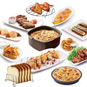 Square Air Fryer Accessories 11 pcs with Recipe Cookbook Compatible for Philips Air Fryer, COSORI and other Square AirFryers and Oven, Deluxe Deep Fryer Accessories Set of 12-8 inch