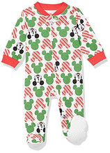 Load image into Gallery viewer, Amazon Essentials Disney Star Wars Marvel Baby Cotton Footed Sleep and Play, Mickey Holiday, Newborn
