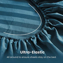 Load image into Gallery viewer, SLEEP ZONE Striped Bed Sheet Sets 120gsm Luxury Microfiber Temperature Regulation Sheets Soft Wrinkle Free Fade Resistant Easy Care (Teal, Queen)
