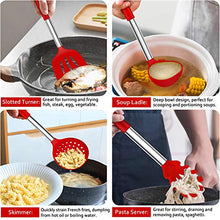 Load image into Gallery viewer, LIANYU 27 PCS Kitchen Utensils Set with Holder, Silicone Cooking Utensils Spatula Set with Stainless Steel Handle, Kitchen Cooking Gadgets Tools for Nonstick Cookware Set, Heat Resistant, Red
