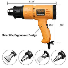 Load image into Gallery viewer, SEEKONE Heat Gun 1800W 122℉~1202℉（50℃- 650℃） Fast Heating Heavy Duty Hot Air Gun Kit Variable Temperature Control Overload Protection with 4 Nozzles for Crafts, Shrinking PVC, Stripping Paint(5.2FT)
