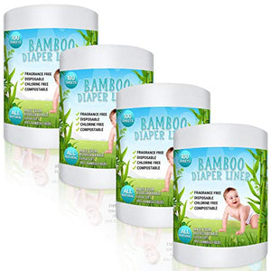 Bamboo Diaper Liners - Fragrance Free Cloth Diaper Liners - Disposable Flushable Bamboo Diaper Liners 400 Sheets for Cloth Diaper Nappy - (4 Pack) Gentle and Soft, Chlorine and Dye-Free