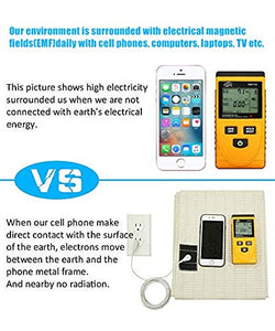 Grounding Sheet Silver Fiber Grounding Mat with Grounded Connection Cord Safe Sleep Therapy EMF Protection (76x80in)