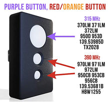 Load image into Gallery viewer, Garage Door Opener Remote Replacement for Liftmaster 370LM Sears Craftsman 2 Frequency 315mhz 390mhz Transmitter Control Purple Red Learn Button
