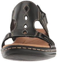 Load image into Gallery viewer, Clarks Women's Leisa Lakelyn Flat Sandal, Black Leather, 8 N US
