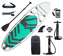 Load image into Gallery viewer, Aqua Plus 11ftx33inx6in Inflatable SUP for All Skill Levels Stand Up Paddle Board, Adjustable Paddle,Double Action Pump,ISUP Travel Backpack, Leash,Shoulder Strap,Youth &amp; Adult Inflatable Paddle Board
