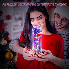 Load image into Gallery viewer, Valentines Day Gifts for Her, Galaxy Glass Rose Forever Eternal Crystal Flower Light Up Rose in Glass Dome with Butterfly Birthday Gifts for Women Mom Wife Girlfriend Grandma Purple

