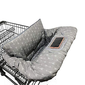 Shopping Cart Cover for Baby boy Girl, Anti Slip Design, Cotton High Chair Cover, Machine Washable for Infant, Toddler, Grocery Cover Large (Grey)