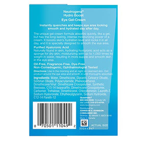 Neutrogena Hydro Boost Hydrating Gel Eye Cream with Hyaluronic Acid, Dermatologist Recommended Water Gel Under-Eye Cream, Oil-, Dye- & Fragrance Free, 0.5 fl. oz