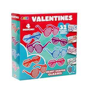 32 Valentines Day Shade Glasses for Kids & Gift Cards with Heart Shaped Shutter Valentine Party Favor, Valentine's Classroom Exchange, Classroom Prize Supplies, Valentine’s Greeting Cards