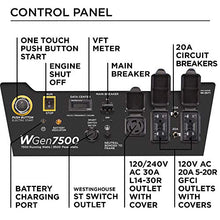 Load image into Gallery viewer, Westinghouse WGen7500 Portable Generator with Remote Electric Start - 7500 Rated Watts &amp; 9500 Peak Watts - Gas Powered - CARB Compliant - Transfer Switch Ready
