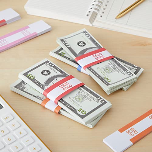 Load image into Gallery viewer, 300 Pack Money Bands for Cash, Self-Adhesive Currency Straps for Bill Wrappers, 9 Standard Colors (7.75 x 1.25 In)